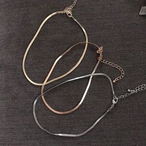 Silver, Rose gold, Gold chockers- Set of 3